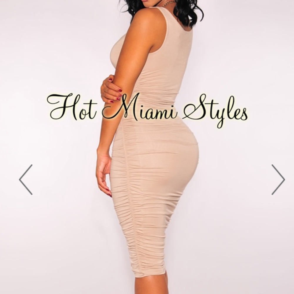 Natural Ruched Dress - Picture 2 of 4